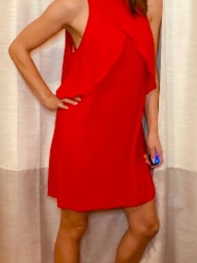 Zara Bright Red Ruffle Mini Dress